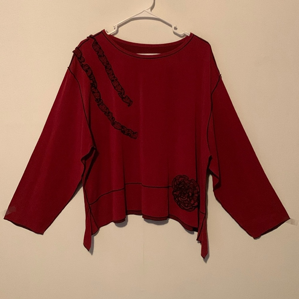 XIAO Embellished Red Blouse
